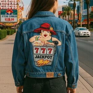 Vintage 1980s “Big Time” Denim Jacket with Bold Back Patch